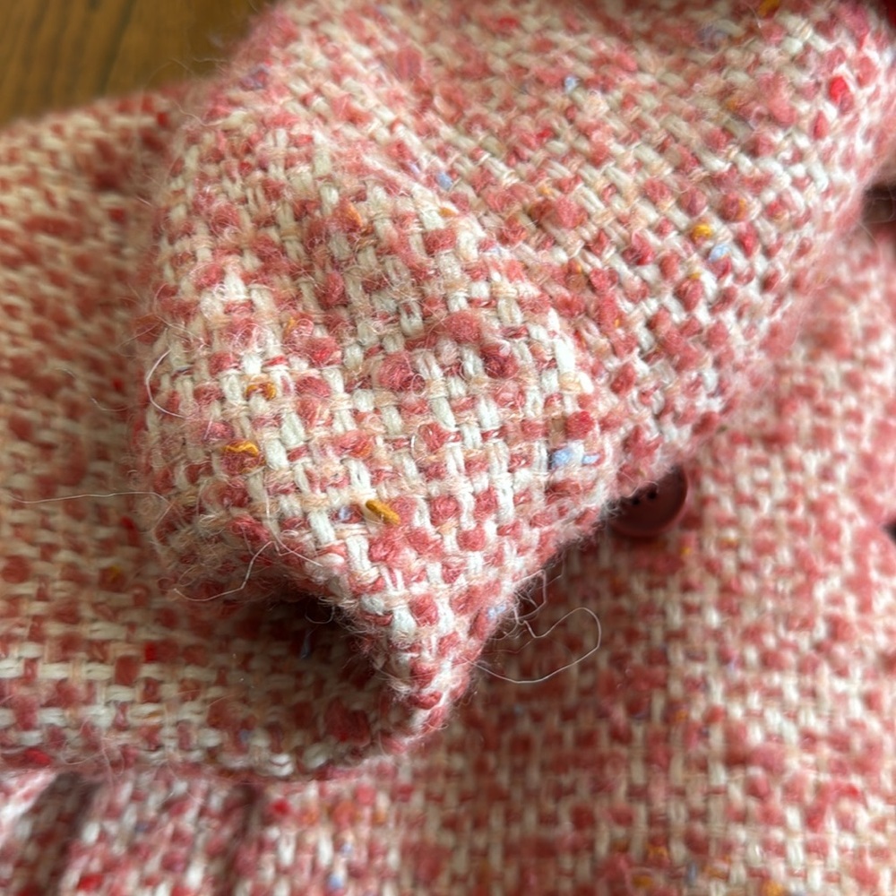 J. Crew Nalya Italian Tweed Button Front Lady Coat Daphne peach size 6 - Picture 5 of 11
